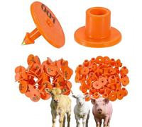 100 pezzi di marchi auricolari rotondi per bestiame in PE adatti per suini e ovini, allevamenti di bovini, ovini, suini, cani e cervi, 001-1000 n. arancione 401-500