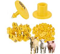 100 pezzi di marchi auricolari rotondi per bestiame in PE adatti per suini e ovini, allevamenti di bovini, ovini, suini, cani e cervi, 001-1000 n. yellow 701-800