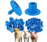 100 pezzi di marchi auricolari rotondi per bestiame in PE adatti per suini e ovini, allevamenti di bovini, ovini, suini, cani e cervi, 001-1000 n. blu 001-100