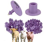 100 pezzi di marchi auricolari rotondi per bestiame in PE adatti per suini e ovini, allevamenti di bovini, ovini, suini, cani e cervi, 001-1000 n. Viola 401-500