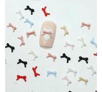 100 pezzi di mini fiocchi di nastro colorati e carini, piccole camelie in resina per nail art, decorazioni, ornamenti per manicure, accessori-H86-1 Mix5,5x3,5
