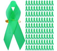 100 pezzi di nastro di sensibilizzazione in raso spille da bavero in tessuto con spille da balia per donne e uomini, Medio, tessuto, metallo, tessuto, metallo