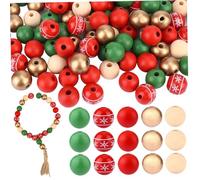 100 pezzi di Natale da 100 pezzi da 16 mm per perle di legno di Natale con corda di cani boschi invernali fai -da -te per artigianato per le forniture per feste decorazioni in legno