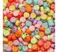 100 pezzi di perline acriliche con motivo misto, piatte, rotonde, sciolte, per lavori di cucito fai da te, creazione di gioielli, bracciali, collane, accessori-B08654-100 pezzi