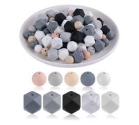 100 Pezzi di Perline in Silicone Rotonde Ed Esagonali, Kit per la Produzion9987