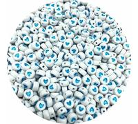 100 pezzi di perline rotonde piatte in acrilico a forma di cuore per gioielli alla moda per artigianato e creazione di gioielli fai da te - azzurro cielo