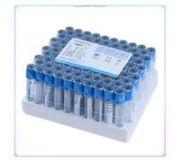 100 pezzi di provetta in plastica sterile con tappo blu for coagulo di sodio citrato di coagulaze del sangue, presse negativa e vuoto Per uso fai da te(2ML)