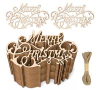 100 pezzi di ritagli in legno di buon Natale con lettere di buon Natale | Precisione del taglio, finitura in legno naturale, pronto per il fai da te, ideale per l'arredamento della casa