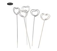 100 pezzi di supporto per clip per display in carta per appunti in filo metallico a forma di cuore d'amore