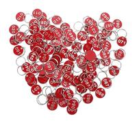 100 pezzi di targhette portachiavi con numeri da 1 a, stoccaggio, bagno, appendere per Hotel Uffici Valigie(Red)