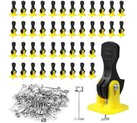 100 Pezzi Distanziatori per Piastrelle Kit Sistema di Livellamento per Piastrelle,2mm Regolatore del Livellatore Delle Piastrelle, con 100 Pezzi Aghi in Acciaio di Ricambio, per Pareti, Pavimenti