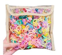 100 Pezzi Elastici per Capelli Colorati per Ragazze, Elastici per Capelli per Bambini, con Motivo a Fiocchi, Animali, Fiori e Frutta