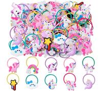 100 Pezzi Elastici per Capelli Unicorno per Bambine Elastici per Capelli Unicorno Fermagli per Coda di Cavallo Morbidi Senza Cuciture Accessori per Capelli con Personaggi dei Cartoni Animati