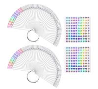 100 Pezzi Espositore Unghie Display, Strumenti per Esposizione di Smalto per Unghie Trasparente, con 2 Pezzi 101-200 Adesivi Numerici, Espositore a Ventaglio Falso Nail con Anello