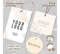 100 pezzi Etichette personalizzate, etichette regalo personalizzate stampate su entrambi i lati con logo o immagine, 4 forme e dimensioni, etichette stampabili colorate con corda di iuta, cartellini d