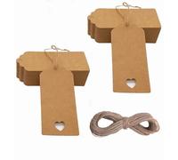 100 Pezzi Etichette Regalo Albero di Natale Etichette in Carta Kraft Appese Ornamento Regalo Etichette per pacchi Etichetta per bagagli Stringa Ciondolo Decalcomania, Marrone