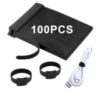 100 Pezzi Fascette Cavi Riutilizzabili,Fermacavo Adesivo, Cinghie per Cavi Multiuso,100 x 12 mm Stringicavo Regolabili, Ideali per Fissare, Raggruppare e Cable Management- Nero
