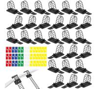 100 Pezzi Fascette Plastica Fermacavi Adesivi, Clip per Cavi Regolabili con 10 Etichette per Cavi A4, Set Di Fascette Nylon Supporto, Basi Adesive per fascette Nere Stringicavi, Porta Filo Muro