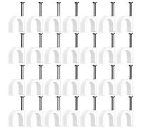 100 Pezzi Fermacavi,Fermacavo con Chiodo,Graffette Clip per Cavi,Fermacavi muro Chiodini,Chiodi Fermacavo,Graffette Fermacavo,Fermacavi Rotondi,per Fissaggio di Cavi (4mm)