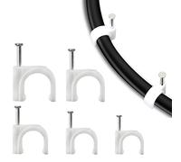 100 Pezzi Fermacavo con Chiodo, Fascetta per Cavi in PE, Organizer per la Gestione dei Cavi, Fermacavi Rotondi Resistenti alla Corrosione, Chiodi Fermacavo 5 Specifiche in 7/8/9/10/12mm