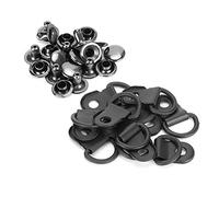 100 Pezzi Ganci per Lacci Scarpe, Anelli a D Fibbia con Occhiello Ottone Nero Opaco per Escursionismo Campeggio Arrampicata