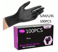 100 pezzi Guanti monouso in nitrile, colore nero, disponibili nelle taglie S, M, L e XL. Guanti resistenti per la pulizia domestica adatti per cucine, bagni, pulizie, bellezza, tintura dei capelli e c