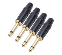 100 pezzi Jack da 6,35 mm Connettore mono maschio da 6,3 mm Connettore for microfono in ottone placcato oro da 1/4 di pollice(Black Tail)