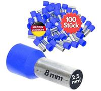 100 pezzi Kalitec AE2508BLSB manicotti terminali isolati 2,5 mm² 8 mm di lunghezza blu | Realizzati in Germania | Qualità industriale