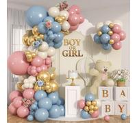 100 pezzi Kit arco di palloncini per annuncio del , palloncini grigi, rosa, blu, metallo dorato, palloncini bianchi, decorazione per festa di annuncio del , addio al nubilato, nascita di un bambino, t