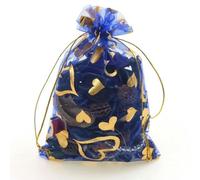 100 Pezzi/Lotto 7X9 cm 9X12 cm 11X16 cm 13X18 cm Sacchetto in Organza Color Oro a Forma di Cuore Rosa, per imballaggio di Gioielli, Sacchetti Natalizi, Blu Reale, Cuore d'oro, 11x16 cm, 100 Pezzi