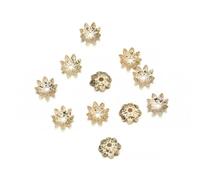 100 pezzi/lotto 8 10 mm fiore di loto metallo sciolto distanziatore perline tappi conici perline tappo filigrana per fai da te gioielli trovare creazione-KC oro-10 mm