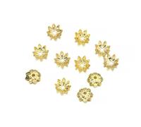 100 pezzi/lotto 8 10 mm fiore di loto metallo sciolto distanziatore perline tappi conici perline tappo filigrana per fai da te gioielli trovare creazione-oro-10mm