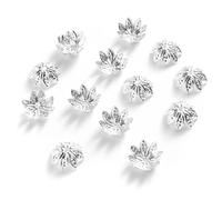 100 pezzi/lotto 8/10 mm in metallo a forma di fiore di toro di loto, distanziatori terminali per perline per la creazione di gioielli fai da te, ciondoli, accessori per braccialetti - argento - 8 mm