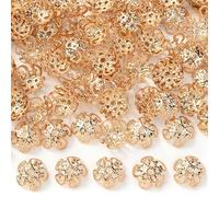 100 pezzi/lotto 8/9 mm in metallo a forma di fiore di toro di loto distanziatore per perline terminali per la creazione di gioielli fai da te, ciondoli, accessori per braccialetti - oro kc - 9 mm