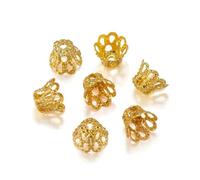 100 pezzi/lotto Argento Oro Bronzo Antico Metallo Bicchiere da Vino Fiore Cavo Tromba Perlina Terminali per Fai da Te Creazione di Gioielli Trovare Forniture-Oro-8 x 11mm