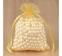 100 Pezzi/Lotto Sacchetti in Organza 5 * 7 7 * 9 9 * 12 10 * 15 cm Sacchetti per imballaggio Estraibili Sacchetti per Gioielli da Festa - 7 Colori Oro - 9x12 cm