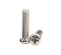 100 Pezzi M1.6-M3 PM-type Viti a macchina a testa cilindrica a croce in acciaio al carbonio, nichelate, pezzo con dimensioni non standard, M3x4mm(100 pezzi)