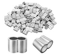 100 Pezzi Manicotti in Alluminio per Cavo, 6mm Morsetti per Funi,Ghiere in Alluminio per Cavo Funi Catene per Cani