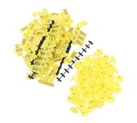 100 Pezzi Marchi Auricolari Gialli Numerati 001-100 in Plastica | Design Monopezzo Barra Lunga, Stampa Chiara e Foro Piccolo, per Pascolo All'aperto e Gestione Mandrie