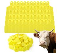 100 Pezzi Marchi Auricolari per Bovini Vuoti Grandi Marchi Auricolari in Plastica di Precisione per Identificazione degli Animali per Mucche, Cavalli, Cani, Maiali e Capre Gestione Agri yellow 100pcs