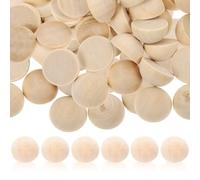 100 Pezzi Mezze Sfere di Legno Grezzo 20mm senza Fori per Lavoretti | Superficie Liscia e Levigata, Elementi Decorativi Pronti da Personalizzare, per Scrapbooking e Accessori