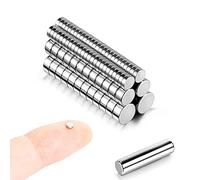 100 Pezzi Mini Calamite MEALOS, 50pz 3x1mm, 25pz 4x2mm, 25pz 5x2mm (Dimensioni Reali) - Pack Combo Magneti Rotondi per Miniature, Modellismo & Hobby - Con Asta Magnetica