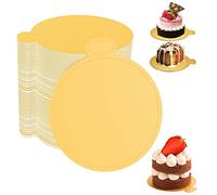 100 Pezzi Mini Carta Vassoio Torta per Torte Rotondi, Tavole Rotonde per Mousse, 9 cm Cake Dessert Display Vassoio in Cartone per Torte, Mousse, Dessert, Strumenti per Decorare La Pasticceria (Oro)