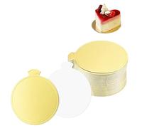 100 Pezzi Mini Vassoi per Torte Rotondi, Mousse Cake Boards, Vassoio Riutilizzabile Oro Mini Torta Dessert Espositore