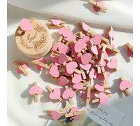 100 pezzi Mollette fotografiche in legno a forma di cuore, decorazione per la stanza, piccole mollette in legno, mollette in legno a forma di cuore multicolore, mollette fotografiche per neonati, deco