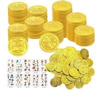 100 Pezzi Monete d'oro Pirata,Monete di tesoro,Monete in Oro Pirata per Bambini in plastica,Partito Regalo Party Decorazione Pirata.