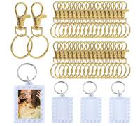 100 Pezzi Moschettone Portachiavi,Anello Portachiavi, Moschettoni Piccoli Multiuso con scatola di plastica e 4 portachiavi, per Zaino, Borsa a Mano, Accessori(oro)