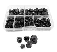 100 Pezzi Neri Dadi Ciechi Esagonali con Testa Cupola in Acciaio Inossidabile Dado Cappuccio Dadi Esagonali Kit Assortito, M8/M6/M5/M4/M3, Bloccaggio Dado Testa Tonda(Nero)