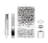 100 Pezzi Occhielli per Teloni, Professionale Occhiellatrice per Teloni 10mm Occhiello Strumento Set di Occhielli Grommet Rondelle per Borse Scarpe Abbigliamento con 3 Strumenti