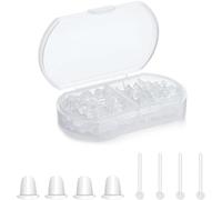 100 Pezzi Orecchini Trasparenti, Ferma Orecchini in Silicone, Gommini per Orecchini, Orecchini Piatto Base in Plastica e Chiusure per Orecchino Ferma di Silicone per Fai da Te Creazione Gioielli